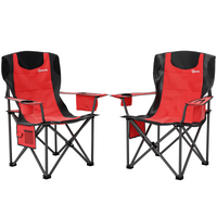 Outsunny Set of 2 Padded Folding Picnic Chairs with Cooler Bag Dress Loud