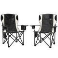 Outsunny Set of 2 Padded Folding Picnic Chairs with Cooler Bag Dress Loud
