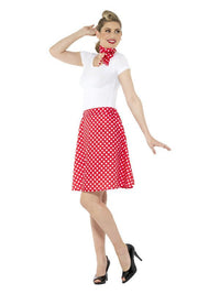 50s Polka Dot Skirt, Red Dress Loud