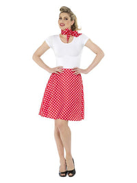 50s Polka Dot Skirt, Red Dress Loud
