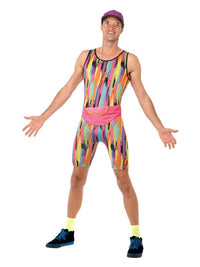Aerobics Instructor Costume, Multi-Coloured Dress Loud