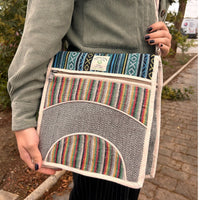 Hemp Laptop Messenger Bag - Curves Dress Loud