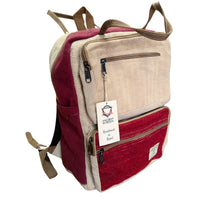 Large Boxy Hemp Backpack - Wine & Cream Dress Loud