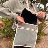 Hemp Laptop Messenger Bag - Curves Dress Loud