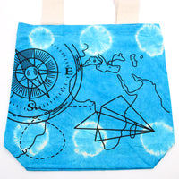 Tye-Dye Cotton Bag (6oz) - 38x42x12cm - Compass - Blue - Natural Handle Dress Loud
