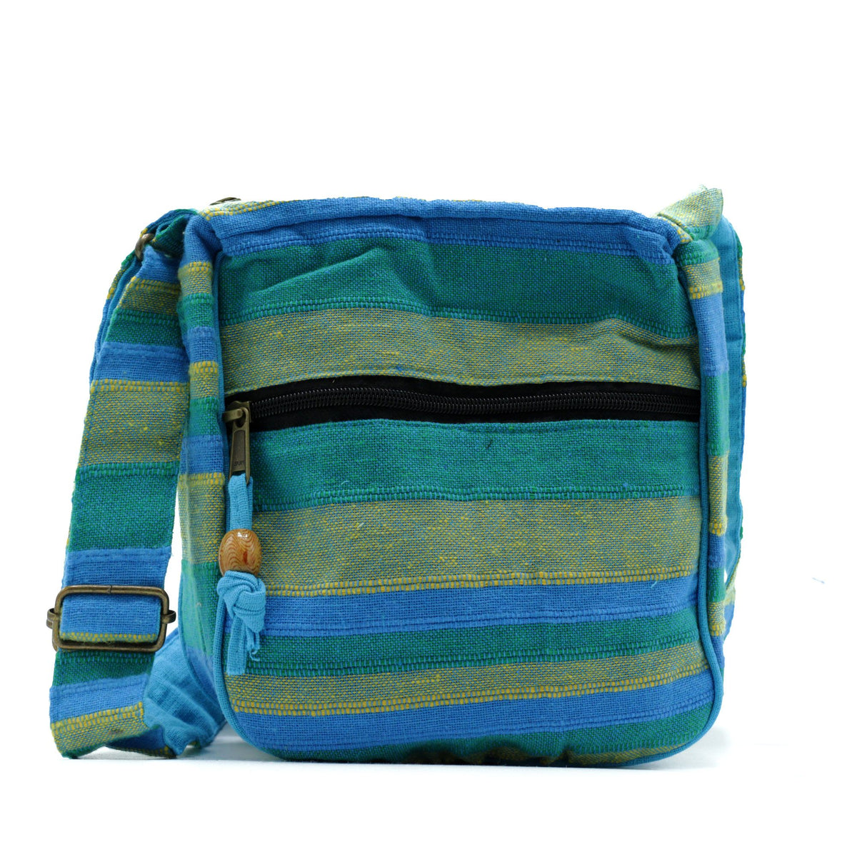 Lrg Nepal Sling Bag  (Adjustable Strap) -  Spring Meadows Green & Blue Dress Loud