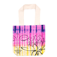 Tye-Dye Cotton Bag (6oz) - 38x42x12cm - Lotus Buddha - Multi Col - Natural Handle Dress Loud