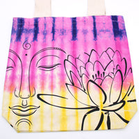 Tye-Dye Cotton Bag (6oz) - 38x42x12cm - Lotus Buddha - Multi Col - Natural Handle Dress Loud