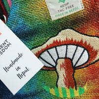 Hemp Embroidery Mushroom Party Bag - Orange Mushrooms Dress Loud