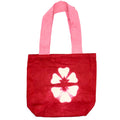 Natural Tye-Dye Cotton Bag (8oz) - 38x42x12cm - Maroon Flower - Pink Handle Dress Loud
