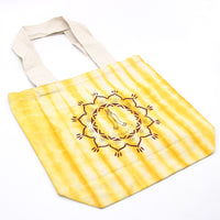 Tye-Dye Cotton Bag (6oz) - 38x42x12cm -  Namaste Hands - Yellow - Natural Handle Dress Loud