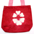 Natural Tye-Dye Cotton Bag (8oz) - 38x42x12cm - Maroon Flower - Pink Handle Dress Loud