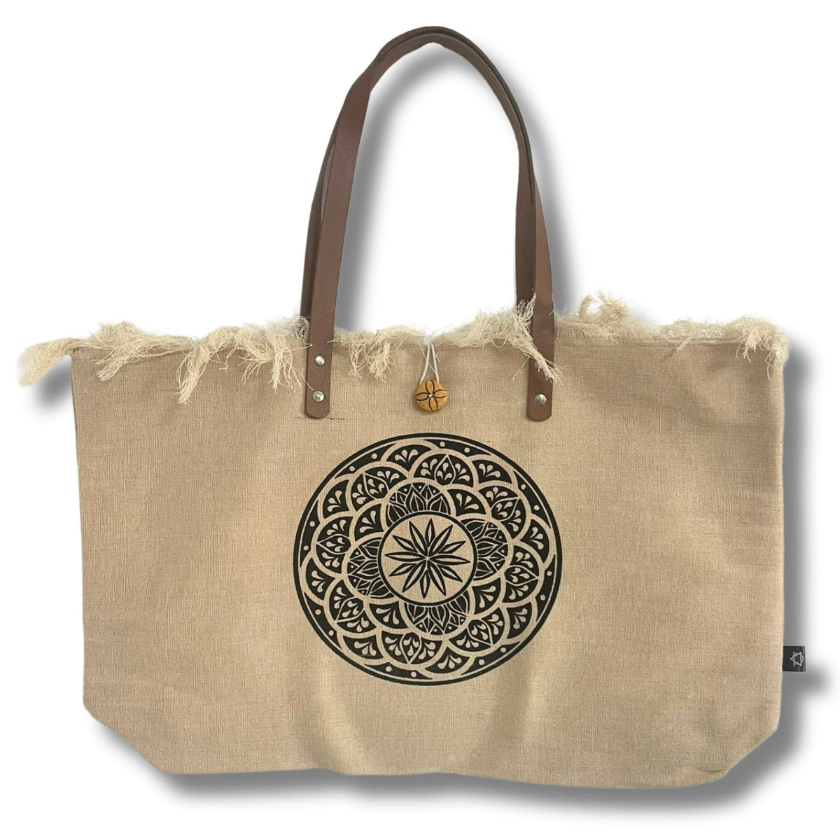 Natural Tote Bag Leather Handle - Mandela Dress Loud
