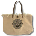 Natural Tote Bag Leather Handle - Flower of Life Dress Loud