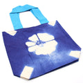 Natural Tye-Dye Cotton Bag (8oz) - 38x42x12cm - Blue Flower - Blue Handle Dress Loud
