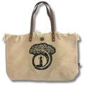 Natural Tote Bag Leather Handle - Buddha Dress Loud