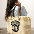 Natural Tote Bag Leather Handle - Buddha Dress Loud