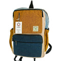 Large Boxy Hemp Backpack - Teal & Tumeric Dress Loud