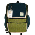 Large Boxy Hemp Backpack - Teal & Sage Dress Loud