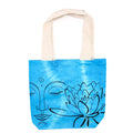 Tye-Dye Cotton Bag (6oz) - 38x42x12cm - Lotus Buddha - Blue - Natural Handle Dress Loud