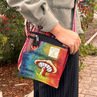 Hemp Embroidery Mushroom Party Bag - Orange Mushrooms Dress Loud
