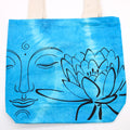 Tye-Dye Cotton Bag (6oz) - 38x42x12cm - Lotus Buddha - Blue - Natural Handle Dress Loud