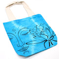 Tye-Dye Cotton Bag (6oz) - 38x42x12cm - Lotus Buddha - Blue - Natural Handle Dress Loud