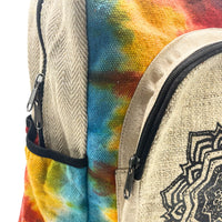 Tiedye Hemp Large Backpack - Mandala Dress Loud
