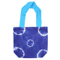 Natural Tye-Dye Cotton Bag (8oz) - 38x42x12cm - Blue Rings - Blue Handle Dress Loud