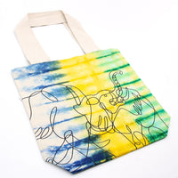 Tye-Dye Cotton Bag (6oz) - 38x42x12cm - Elephants - Multi - Natural Handle Dress Loud