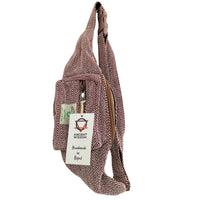 Cotton Hemp Style Belt (or Fanny) Bag - Wine Dress Loud
