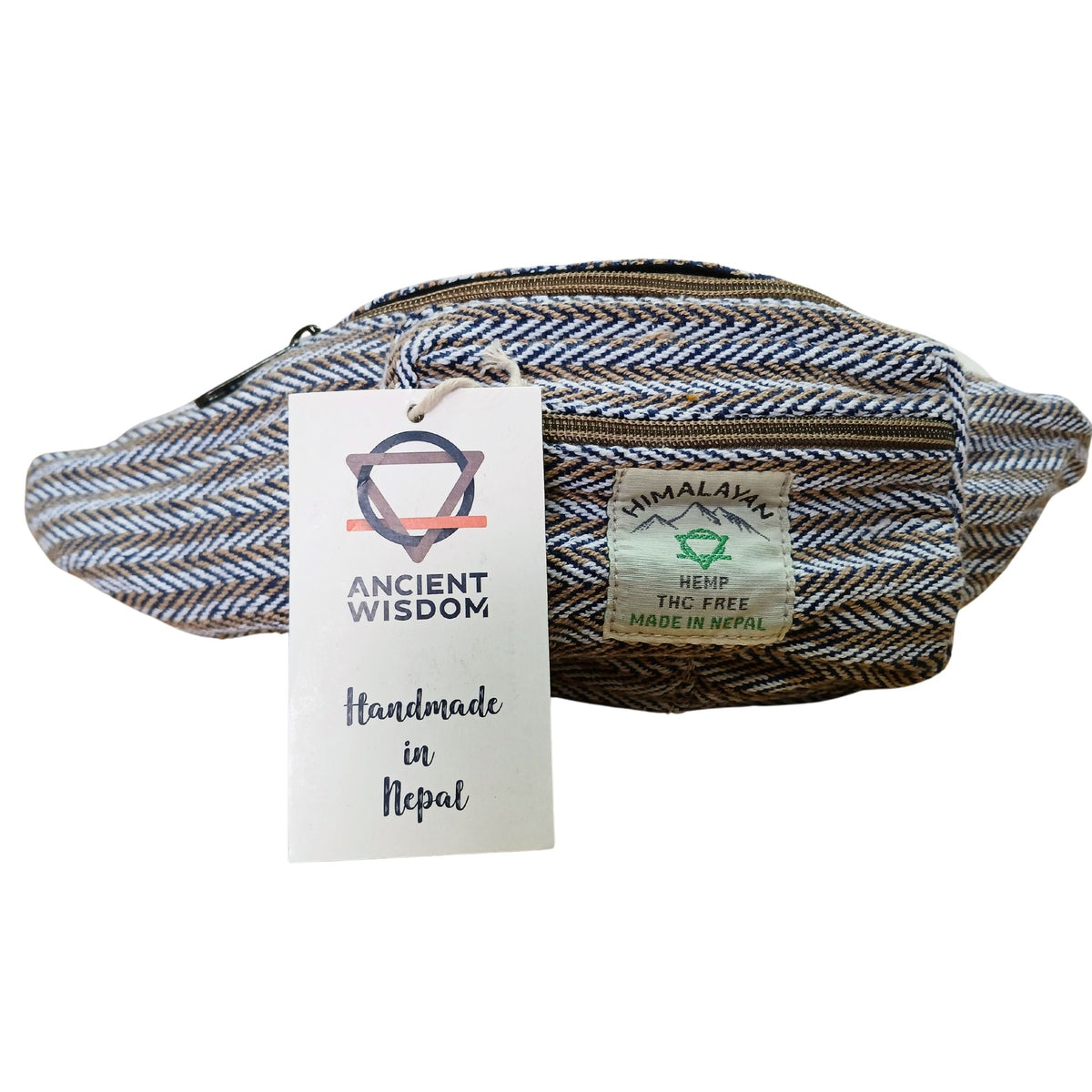 Cotton Hemp Style Belt (or Fanny) Bag - Blue Dress Loud