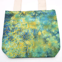 Tye-Dye Cotton Bag (6oz) - 38x42x12cm -  Mandela - Green/Blue - Natural Handle Dress Loud