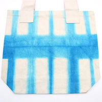 Natural Tye-Dye Cotton Bag (8oz) - 38x42x12cm - Sky Blue Blocks - Natural Handle Dress Loud