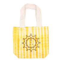 Tye-Dye Cotton Bag (6oz) - 38x42x12cm -  Namaste Hands - Yellow - Natural Handle Dress Loud