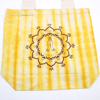 Tye-Dye Cotton Bag (6oz) - 38x42x12cm -  Namaste Hands - Yellow - Natural Handle Dress Loud