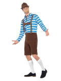Bavarian Beer Man Costume, Blue & Brown Dress Loud
