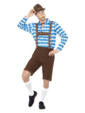 Bavarian Beer Man Costume, Blue & Brown Dress Loud