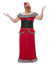 Bearded Lady Costume, Red Dress Loud