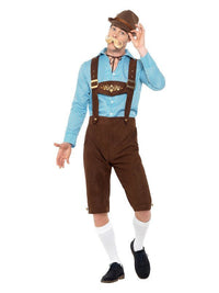 Beer Fest Costume, Blue & Brown Dress Loud