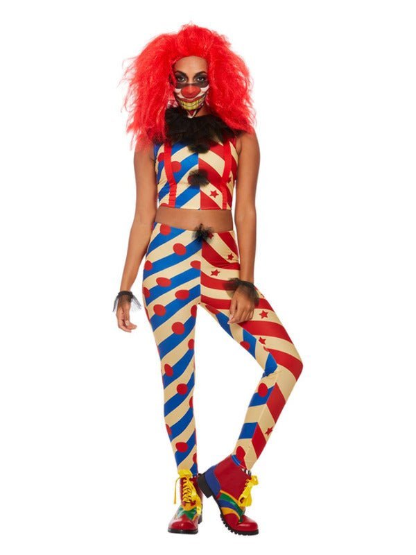 Creepy Clown Costume, Red & Blue Dress Loud