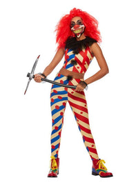 Creepy Clown Costume, Red & Blue Dress Loud