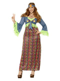 Curves Hippie Lady Costume, Multi-Coloured Dress Loud