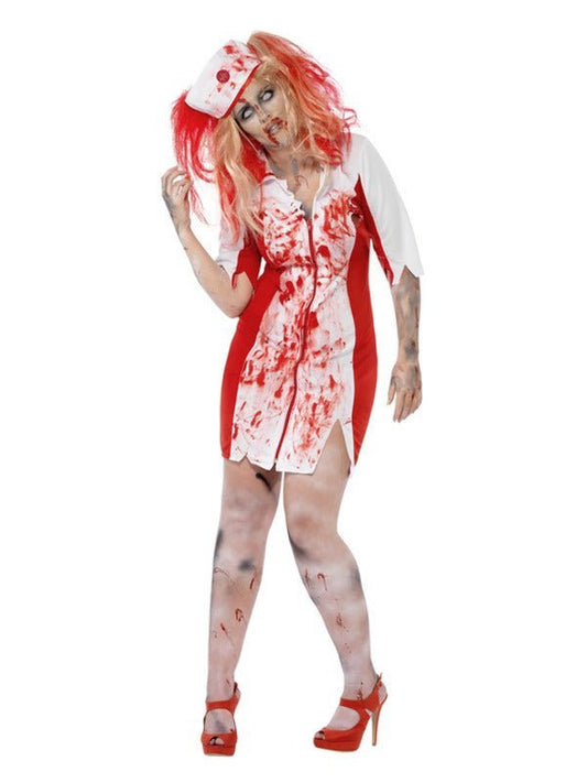 Curves Zombie Nurse Costume, White Dress Loud