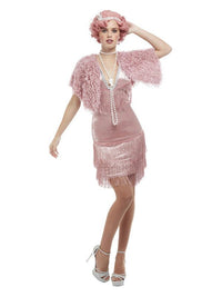 Deluxe 20s Vintage Pink Flapper Costume Dress Loud
