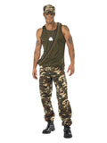 Deluxe Khaki Camo Costume, Male, Khaki Green Dress Loud