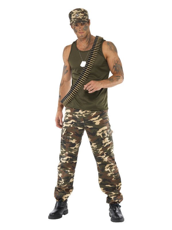 Deluxe Khaki Camo Costume, Male, Khaki Green Dress Loud