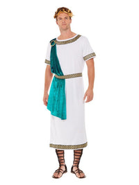 Deluxe Roman Empire Emperor Toga Costume, White Dress Loud