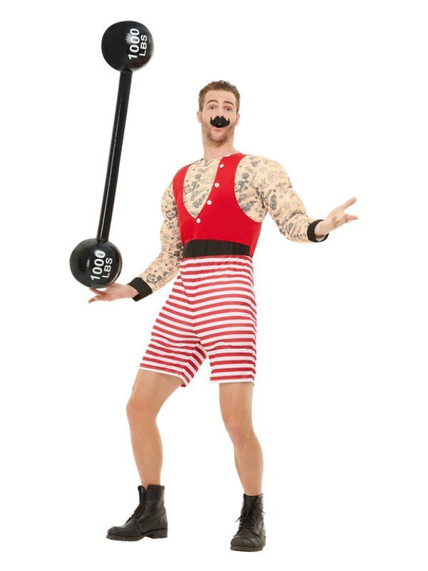 Deluxe Strongman Costume, Red & White Dress Loud