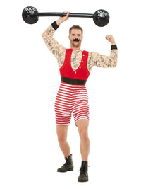 Deluxe Strongman Costume, Red & White Dress Loud